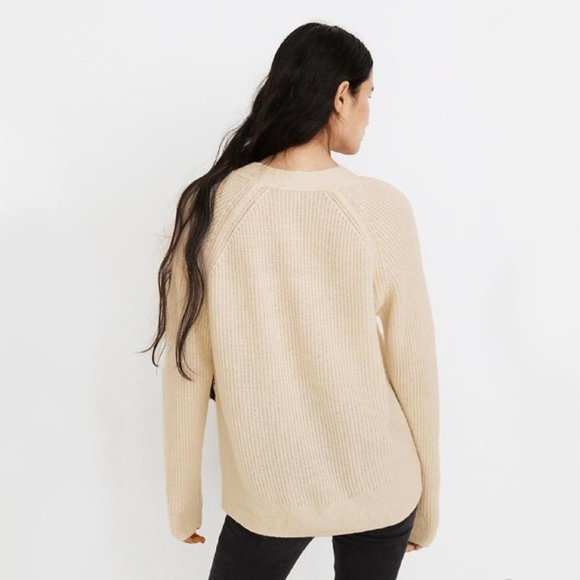 Madewell 'Lyle' Cream Ribbed Henley Sweater | XXS - Picture 9 of 14
